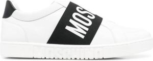 Moschino logo-strap leather sneakers White