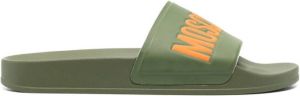 Moschino logo-strap slides Green
