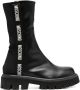 Moschino logo-tape 40mm leather knee-boots Black - Thumbnail 1