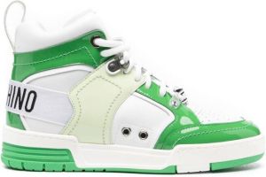 Moschino logo-tape high-top sneakers Green