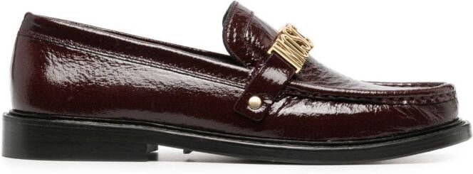 Moschino loog-plaque leather loafers Red