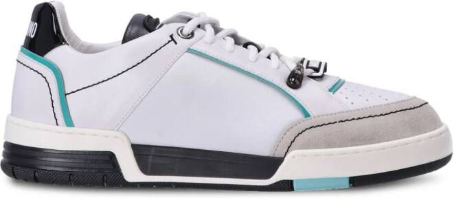 Moschino M. logo-appliqué leather sneakers White