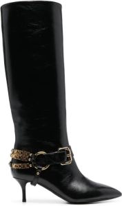 Moschino Mini Lettering 65mm leather boots Black