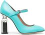 Moschino mirrored-heel leather sandals Blue - Thumbnail 1