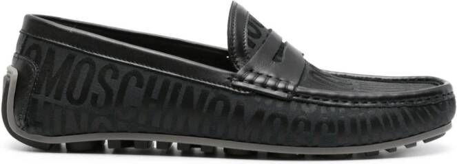 Moschino monogram-jacquard penny loafers Black