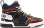 Moschino panelled leather hi-top sneakers Brown - Thumbnail 1