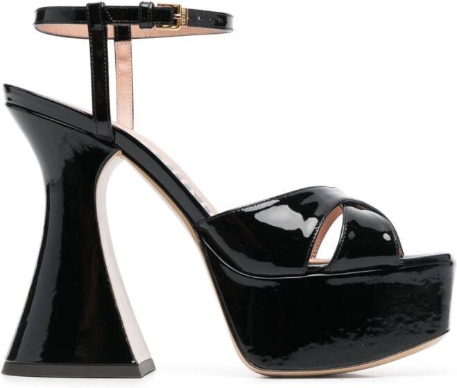 Moschino patent leather platform sandals Black