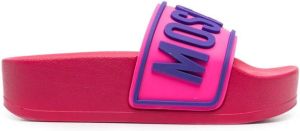 Moschino raised-logo slides Pink