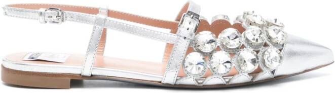 Moschino rhinestone-embellished ballerina shoes Silver
