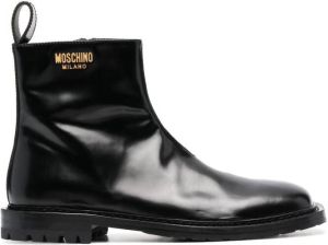 Moschino side logo-plaque detail boots Black
