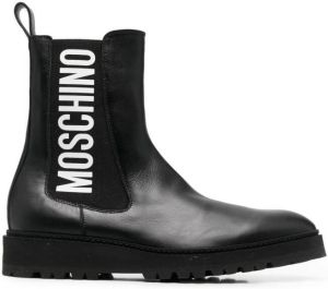 Moschino side logo-print detail ankle boots Black