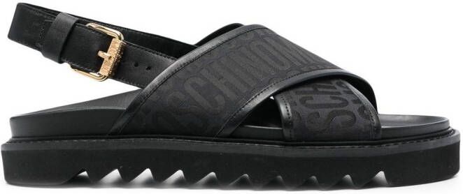 Moschino slingback logo-strap sandals Black