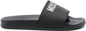 Moschino smiley-face print slides Black