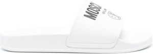Moschino smiley-face print slides White