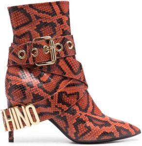 Moschino snakeskin-effect ankle boots Orange