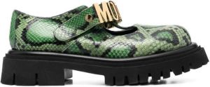Moschino snakeskin-effect leather loafers Green