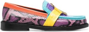 Moschino snakeskin-effect logo-plaque loafers Purple