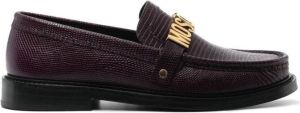 Moschino snakeskin-effect logo-plaque loafers Red