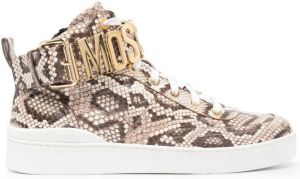 Moschino snakeskin-effect logo-plaque sneakers Brown