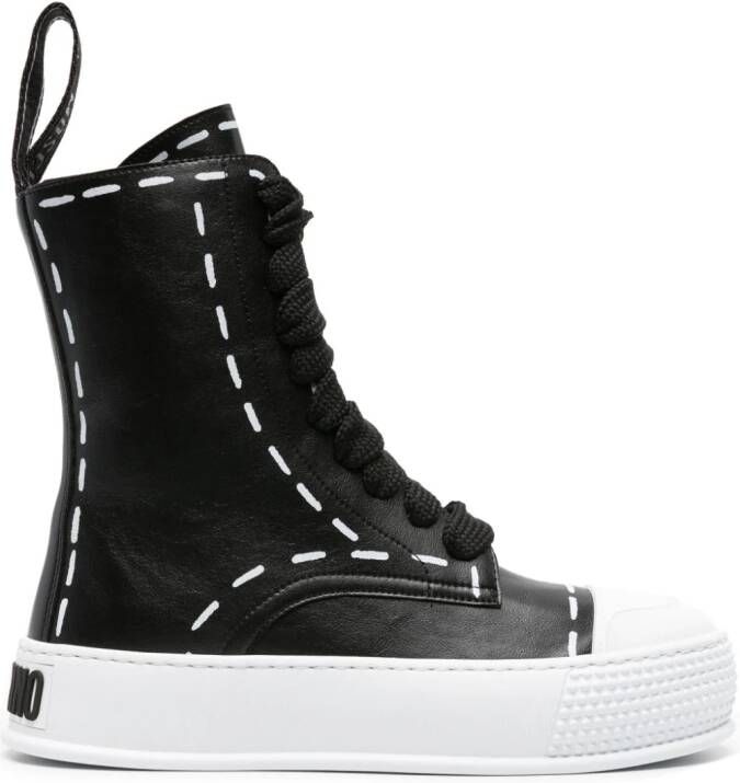 Moschino stitching-print high-top sneakers Black
