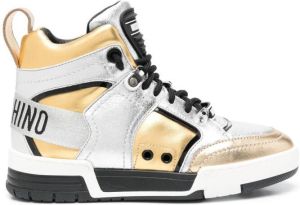 Moschino Streetball logo-band high-top sneakers Gold