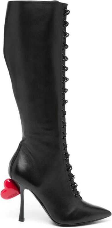 Moschino Sweet Heart 105mm leather boots Black