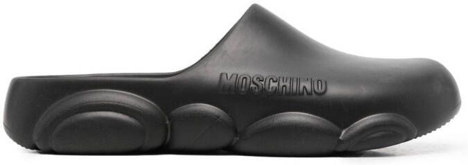 Moschino Teddy Bear-sole round-toe slides Black