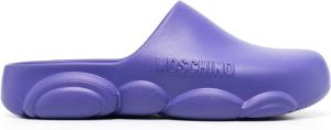 Moschino Teddy Bear-sole round-toe slippers Purple