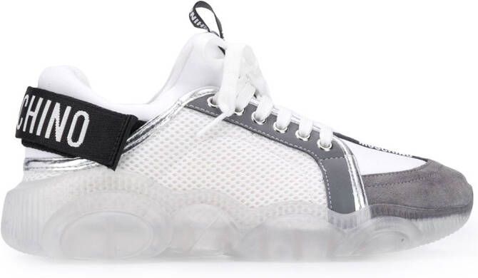 Moschino Teddy suede-panel sneakers White