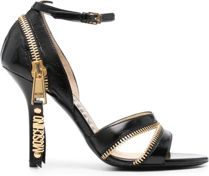 Moschino zip-detail 100mm leather sandals Black