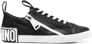 Moschino zippered logo-tape sneakers Black