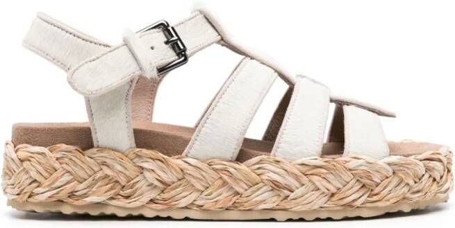 Mou caged pony-hair sandals White