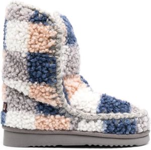 Mou check-print knitted boots Blue