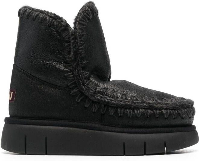 Mou chunky leather boots Black
