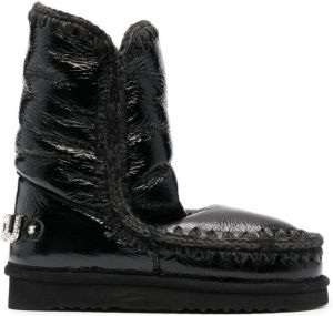 Mou chunky slip-on leather boots Black