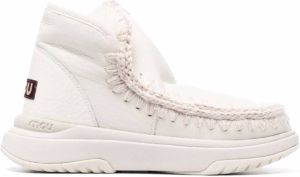Mou crochet stitch-trim boot sneakers White