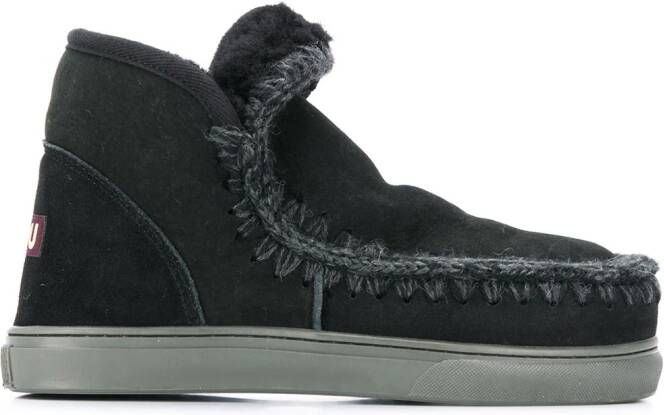 Mou crochet stitch-trim sneaker boots Black