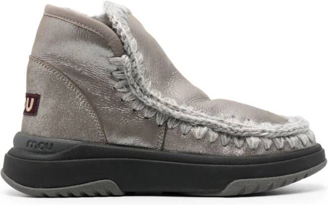 Mou crochet stitch-trim sneaker boots Grey