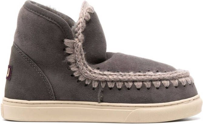 Mou crochet stitch-trim sneaker boots Grey