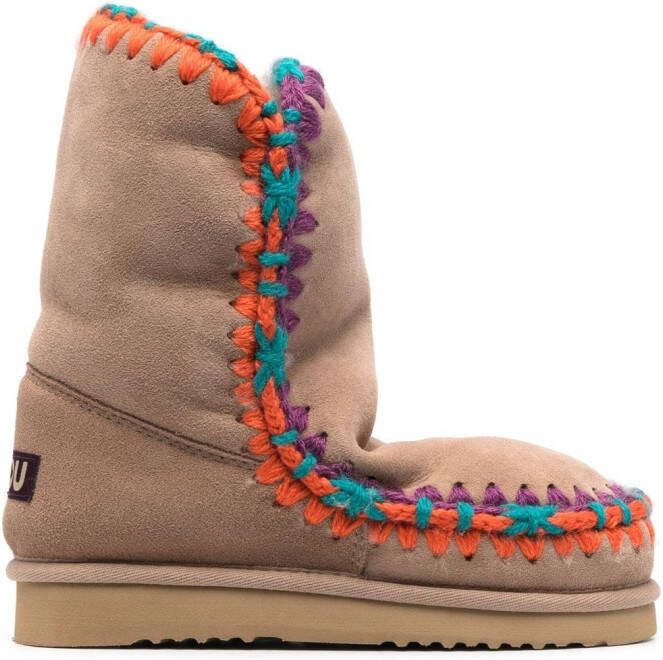 Mou Eskimo 24 contrast-stitch boots Brown