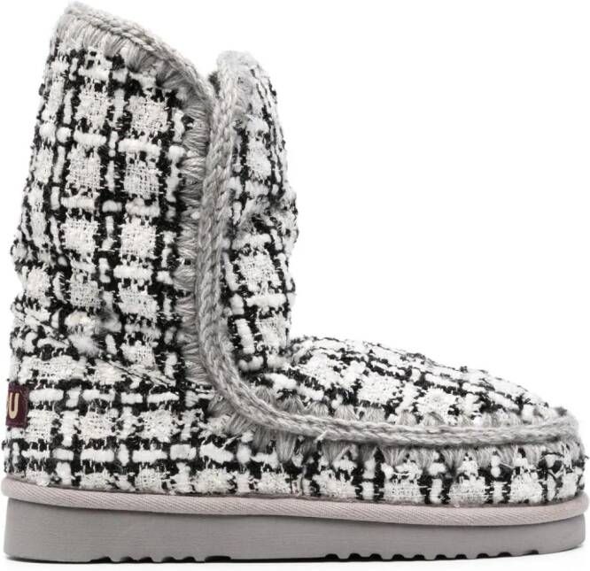 Mou Eskimo bouclé crochet-trim boots White