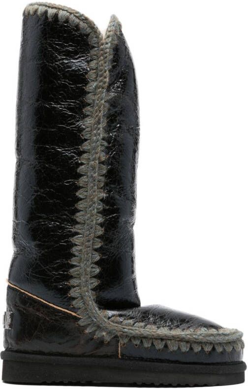 Mou Eskimo leather flat boots Black