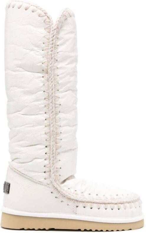 Mou Eskimo leather flat boots White