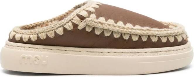 Mou Eskimo leather slippers Brown