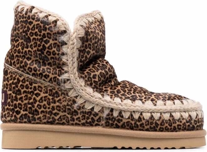 Mou Eskimo leopard-print boots Brown