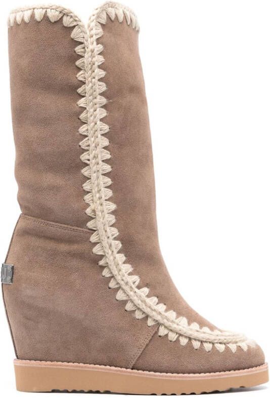 Mou French Toe 70mm wedge boots Neutrals