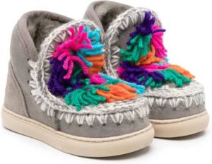 Mou Kids Eskimo appliquéd suede boots Grey
