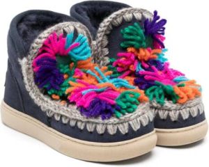 Mou Kids Eskimo appliquéd suede boots Blue