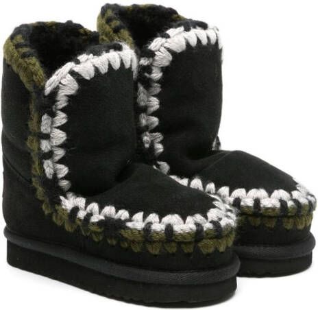 Mou Kids Eskimo contrast-stitching snow boots Black