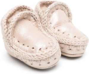Mou Kids Eskimo crochet-trim leather boots Pink